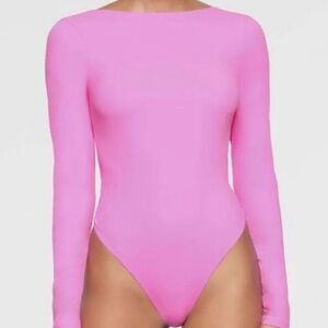 SKIMS Hot Pink Long Sleeve Stretch Bodysuit